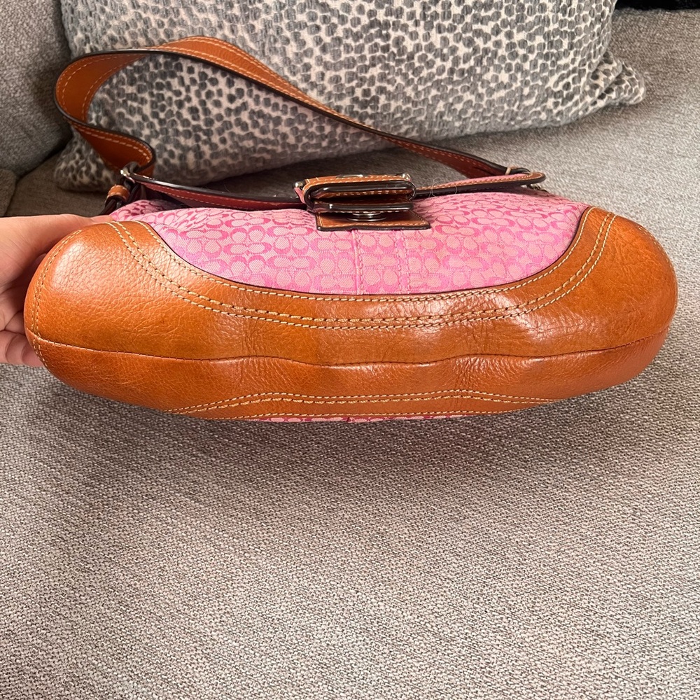 Coach Rare Pink and Brown Signature Ashley Flap Hampton Soho Shoulder Bag - Picture 5 of 9